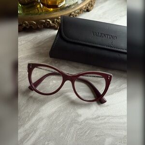 Valentino Deep Red Cat-Eye Glasses